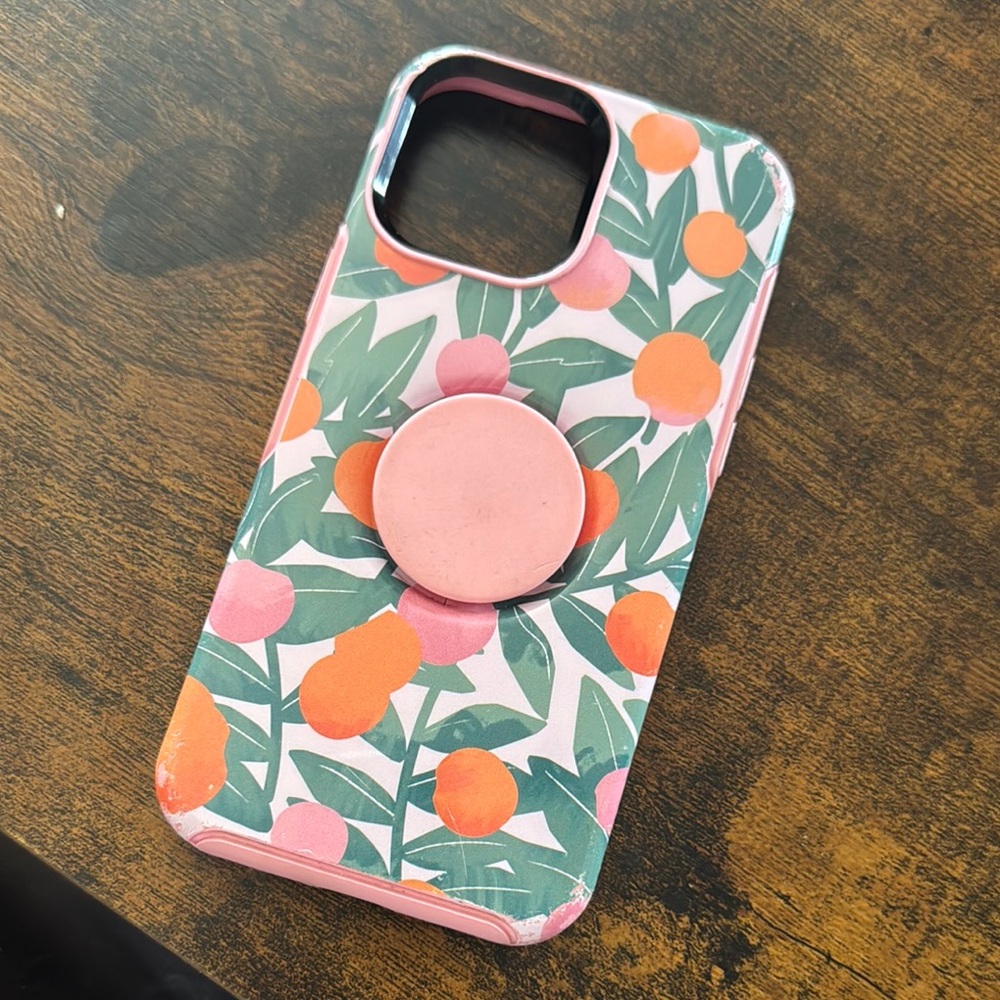PopSocket Pink and Green Floral Phone Case for iPhone